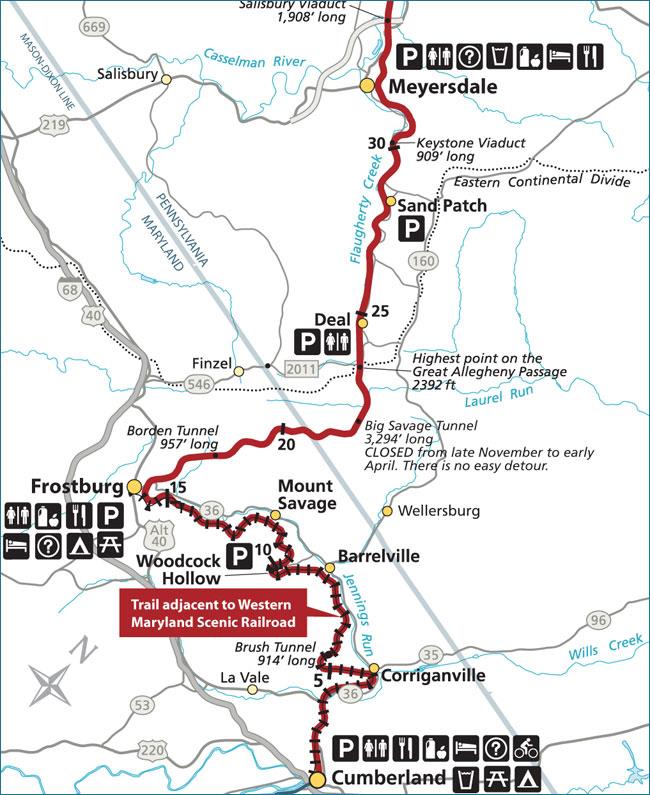 Great Allegheny Passage map